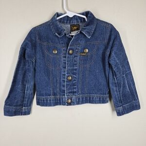 Vtg Lee Riders 70s 80s Kids Denim Jean Trucker Jacket Snap Button Cotton 4T